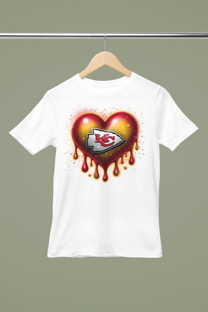 NFL Dripping Heart Design White Crew Neck T-Shirt (AFC WEST)