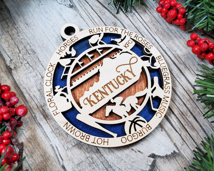 Kentucky Ornament – Laser Cut Kentucky State Christmas Ornament, Handmade KY Gift, Kentucky Decor, Holiday Keepsake, Personalized State Present