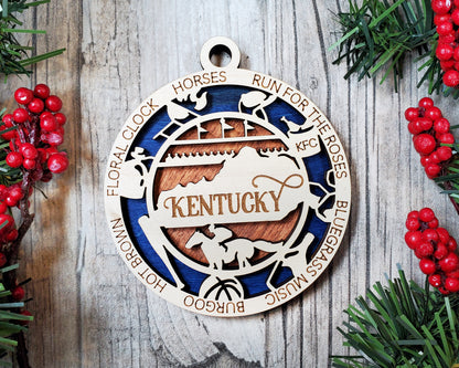 Kentucky Ornament – Laser Cut Kentucky State Christmas Ornament, Handmade KY Gift, Kentucky Decor, Holiday Keepsake, Personalized State Present
