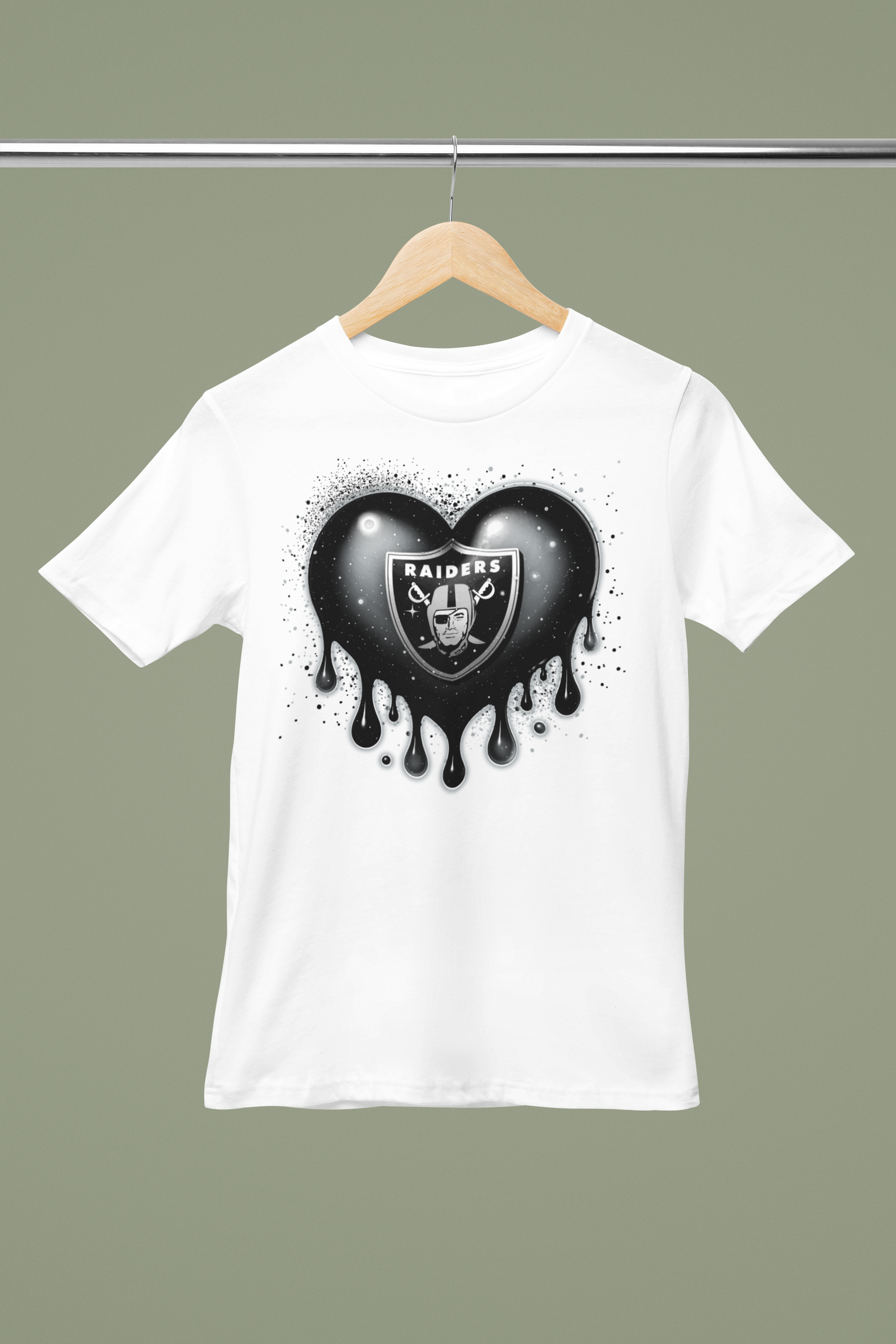 NFL Dripping Heart Design White Crew Neck T-Shirt (AFC WEST)