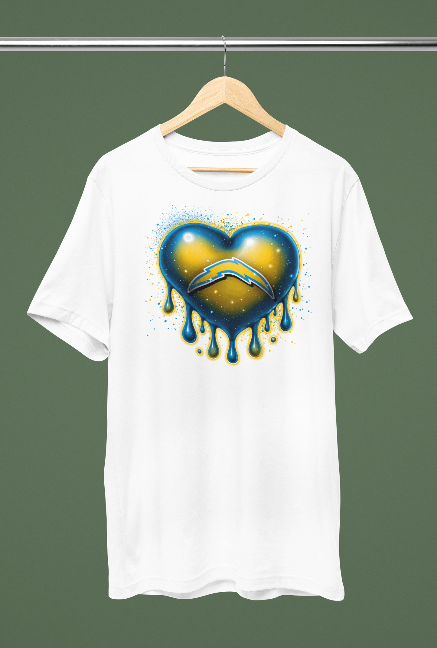 NFL Dripping Heart Design White Crew Neck T-Shirt (AFC WEST)