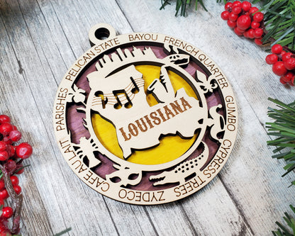 Louisiana Ornament – Laser Cut Louisiana State Christmas Ornament, Handmade LA Gift, Louisiana Decor, Holiday Keepsake, Personalized State Present