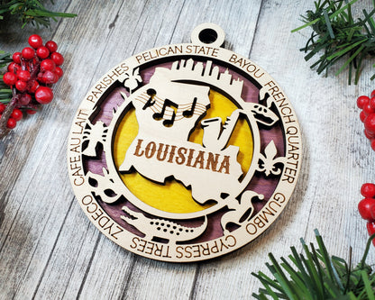 Louisiana Ornament – Laser Cut Louisiana State Christmas Ornament, Handmade LA Gift, Louisiana Decor, Holiday Keepsake, Personalized State Present