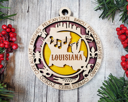 Louisiana Ornament – Laser Cut Louisiana State Christmas Ornament, Handmade LA Gift, Louisiana Decor, Holiday Keepsake, Personalized State Present