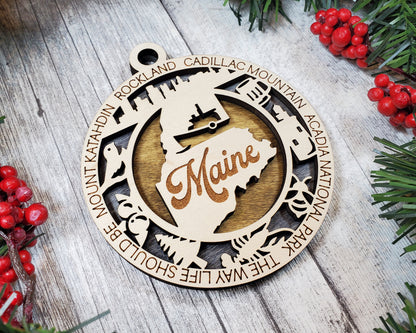 Maine Ornament – Laser Cut Maine State Christmas Ornament, Handmade ME Gift, Maine Decor, Holiday Keepsake, Personalized State Present