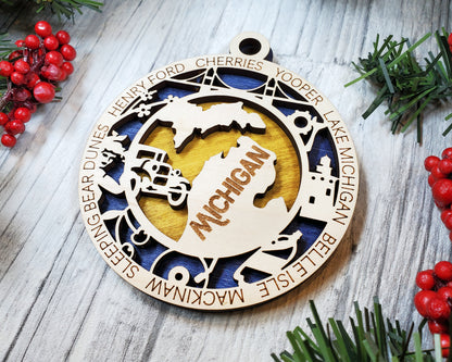 Michigan Ornament – Laser Cut Michigan State Christmas Ornament, Handmade MI Gift, Michigan Decor, Holiday Keepsake, Personalized State Present