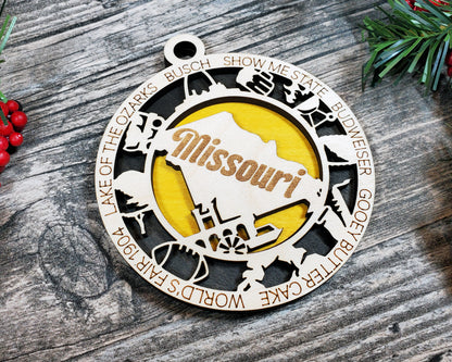 Missouri Ornament – Laser Cut Missouri State Christmas Ornament, Handmade MO Gift, Missouri Decor, Holiday Keepsake, Personalized State Present