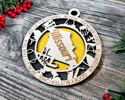 Missouri Ornament – Laser Cut Missouri State Christmas Ornament, Handmade MO Gift, Missouri Decor, Holiday Keepsake, Personalized State Present