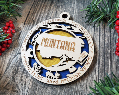Montana Ornament – Laser Cut Montana State Christmas Ornament, Handmade MT Gift, Montana Decor, Holiday Keepsake, Personalized State Present