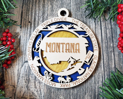 Montana Ornament – Laser Cut Montana State Christmas Ornament, Handmade MT Gift, Montana Decor, Holiday Keepsake, Personalized State Present