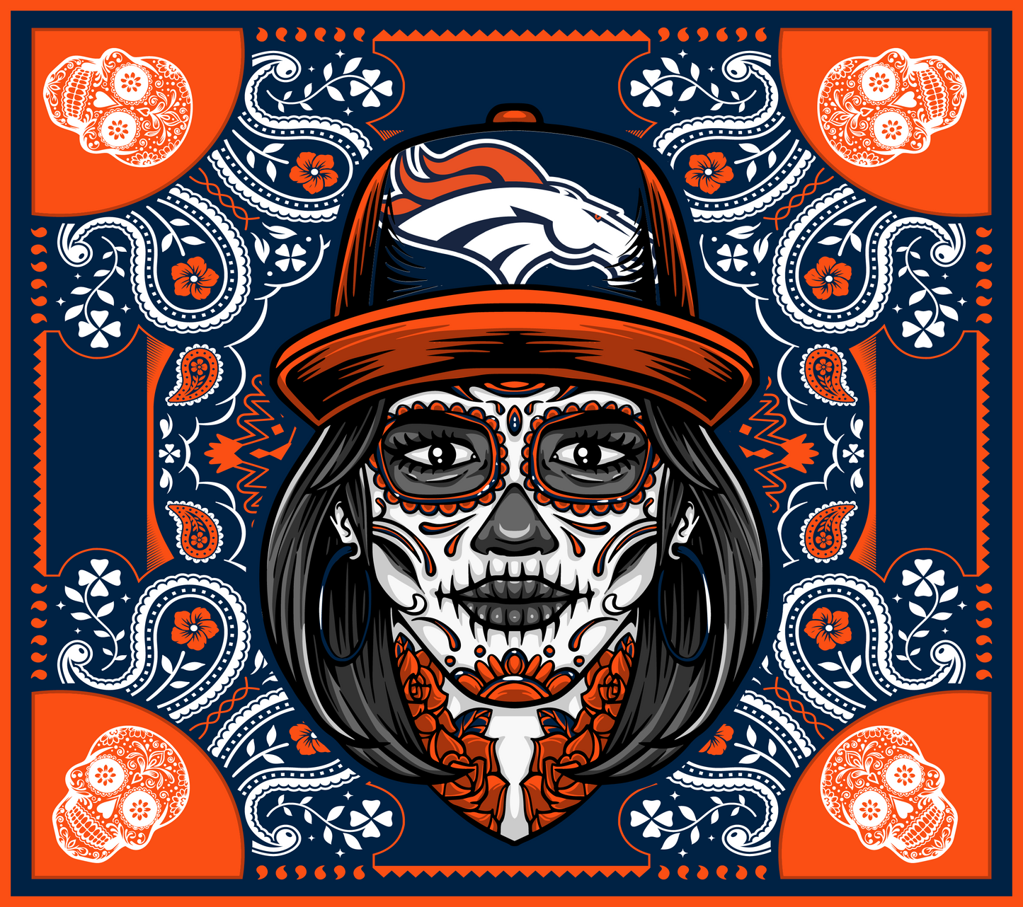 20oz Tumbler ~ Broncos Dia De Los Muertos