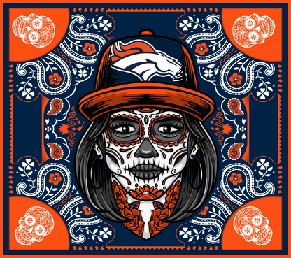 20oz Tumbler ~ Broncos Dia De Los Muertos