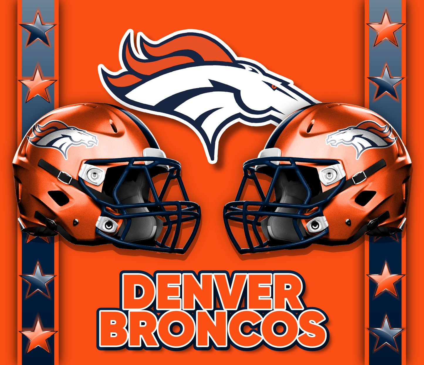 20oz Tumbler ~ Broncos two helmet design