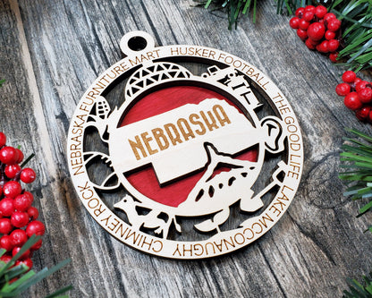 Nebraska Ornament – Laser Cut Nebraska State Christmas Ornament, Handmade NE Gift, Nebraska Decor, Holiday Keepsake, Personalized State Present