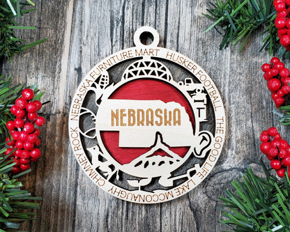 Nebraska Ornament – Laser Cut Nebraska State Christmas Ornament, Handmade NE Gift, Nebraska Decor, Holiday Keepsake, Personalized State Present
