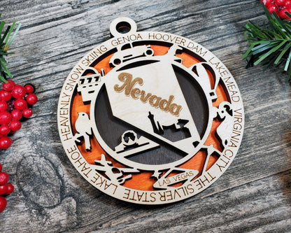 Nevada Ornament – Laser Cut Nevada State Christmas Ornament, Handmade NV Gift, Nevada Decor, Holiday Keepsake, Personalized State Present