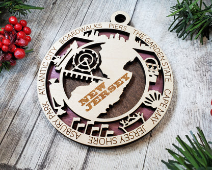 New Jersey Ornament – Laser Cut New Jersey State Christmas Ornament, Handmade NJ Gift, New Jersey Decor, Holiday Keepsake, Personalized State Present