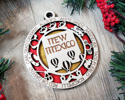 New Mexico Ornament – Laser Cut New Mexico State Christmas Ornament, Handmade NM Gift, New Mexico Decor, Holiday Keepsake, Personalized State Present