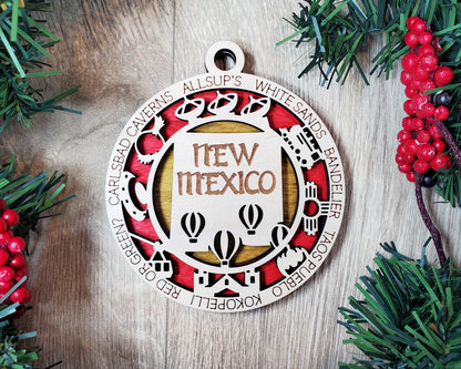 New Mexico Ornament – Laser Cut New Mexico State Christmas Ornament, Handmade NM Gift, New Mexico Decor, Holiday Keepsake, Personalized State Present