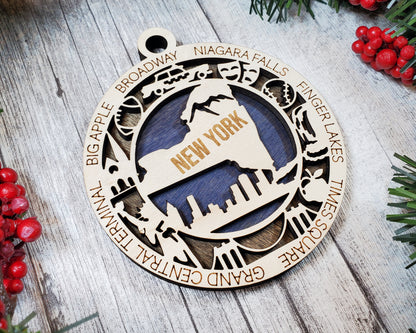 New York Ornament – Laser Cut New York State Christmas Ornament, Handmade NY Gift, New York Decor, Holiday Keepsake, Personalized State Present
