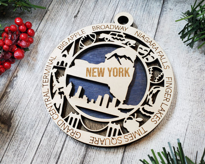 New York Ornament – Laser Cut New York State Christmas Ornament, Handmade NY Gift, New York Decor, Holiday Keepsake, Personalized State Present
