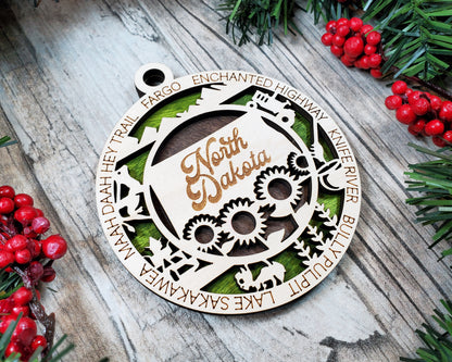 North Dakota Ornament – Laser Cut North Dakota State Christmas Ornament, Handmade ND Gift, North Dakota Decor, Holiday Keepsake, Personalized State Present