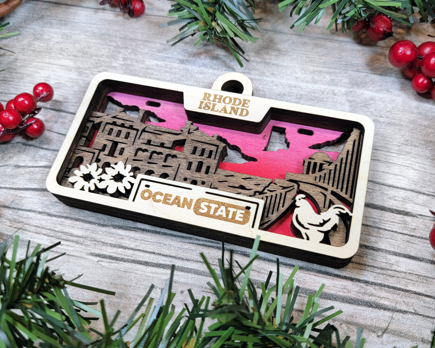 Customizable Rhode Island Ornament