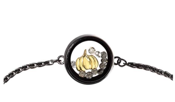 Origami Owl "Black Capsule Bolo Bracelet with Pumpkin Charm & Crystals*