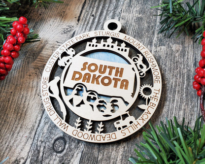 South Dakota Ornament – Laser Cut South Dakota State Christmas Ornament, Handmade SD Gift, South Dakota Decor, Holiday Keepsake, Personalized State Present