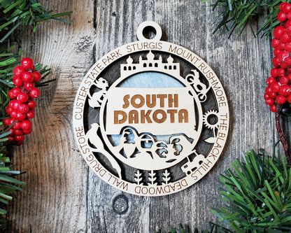 South Dakota Ornament – Laser Cut South Dakota State Christmas Ornament, Handmade SD Gift, South Dakota Decor, Holiday Keepsake, Personalized State Present