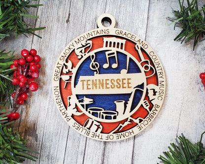 Tennessee Ornament – Laser Cut Tennessee State Christmas Ornament, Handmade TN Gift, Tennessee Decor, Holiday Keepsake, Personalized State Present