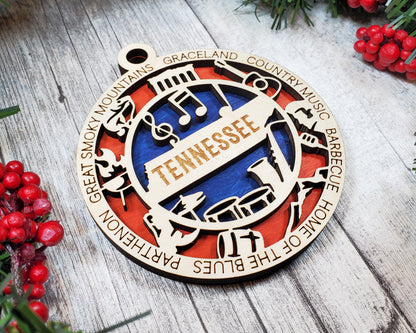 Tennessee Ornament – Laser Cut Tennessee State Christmas Ornament, Handmade TN Gift, Tennessee Decor, Holiday Keepsake, Personalized State Present