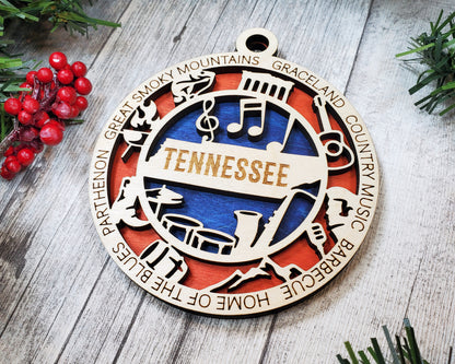 Tennessee Ornament – Laser Cut Tennessee State Christmas Ornament, Handmade TN Gift, Tennessee Decor, Holiday Keepsake, Personalized State Present
