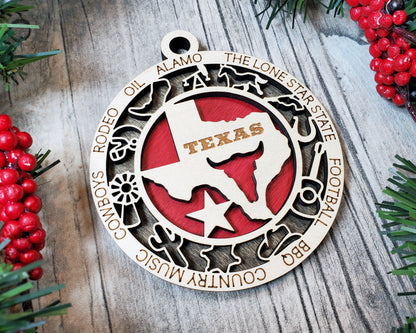 Texas Ornament – Laser Cut Texas State Christmas Ornament, Handmade TX Gift, Texas Decor, Holiday Keepsake, Personalized State Present