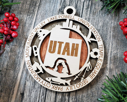 Utah Ornament – Laser Cut Utah State Christmas Ornament, Handmade UT Gift, Utah Decor, Holiday Keepsake, Personalized State Present
