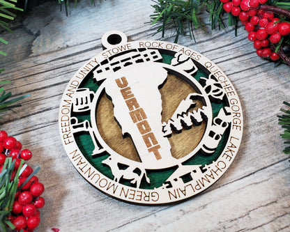 Vermont Ornament – Laser Cut Vermont State Christmas Ornament, Handmade VT Gift, Vermont Decor, Holiday Keepsake, Personalized State Present