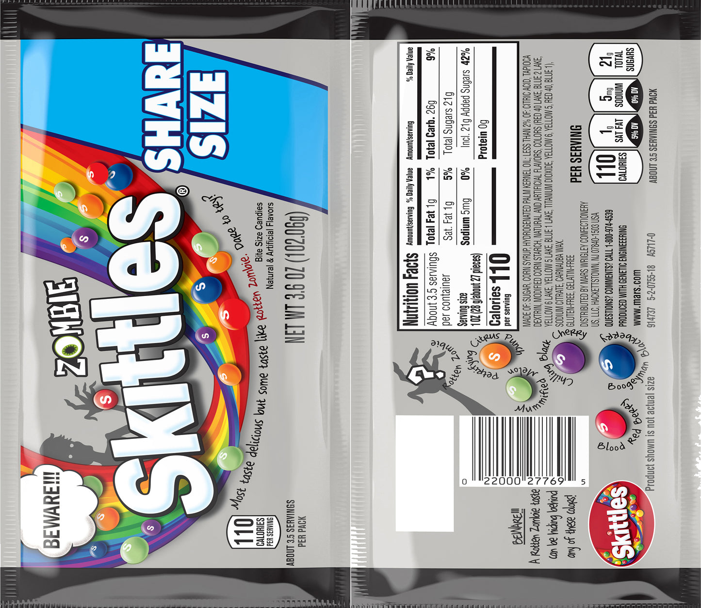 Skittles Zombie 20 Oz. Skinny Tumbler