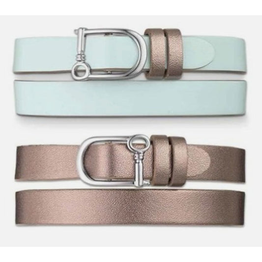 Keep Collective ~ Double Leather Band ~ Mint/Steel Grey