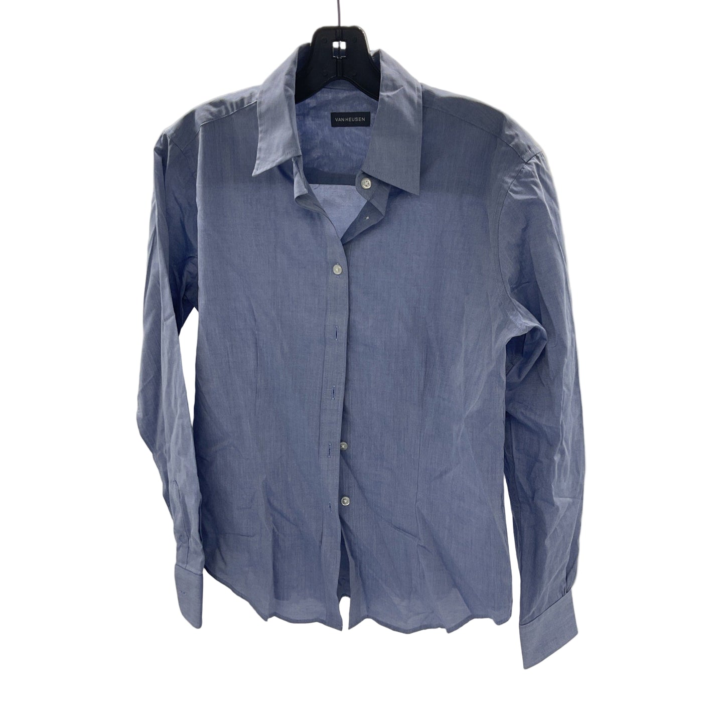 Van Heusen Womens Blue Long Sleeve Dress Shirt Size 4-6