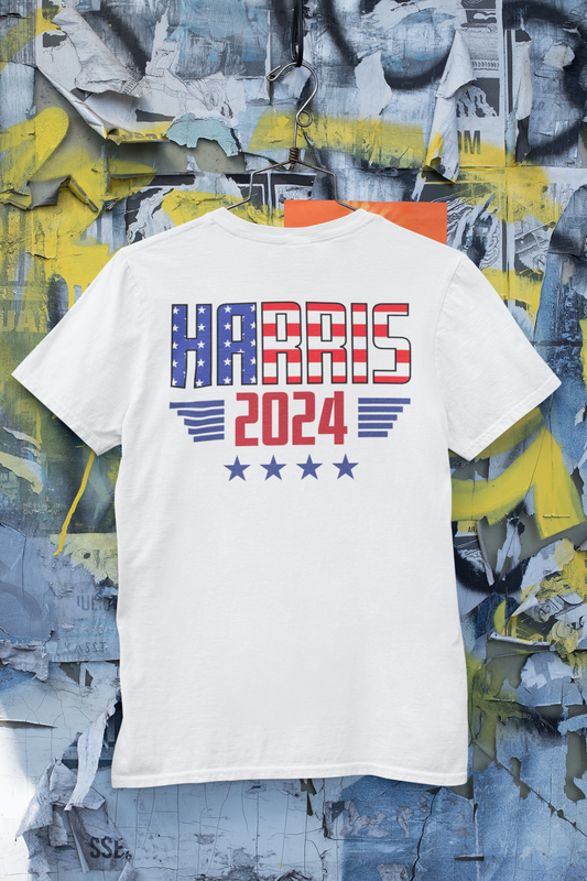 Harris 2024 American Flag, Crew Neck T-Shirt