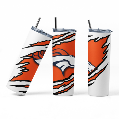 20oz Tumbler ~ Broncos ripped style