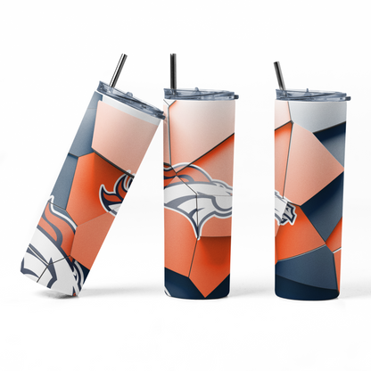 20oz Tumbler ~ Broncos 3D abstract Block