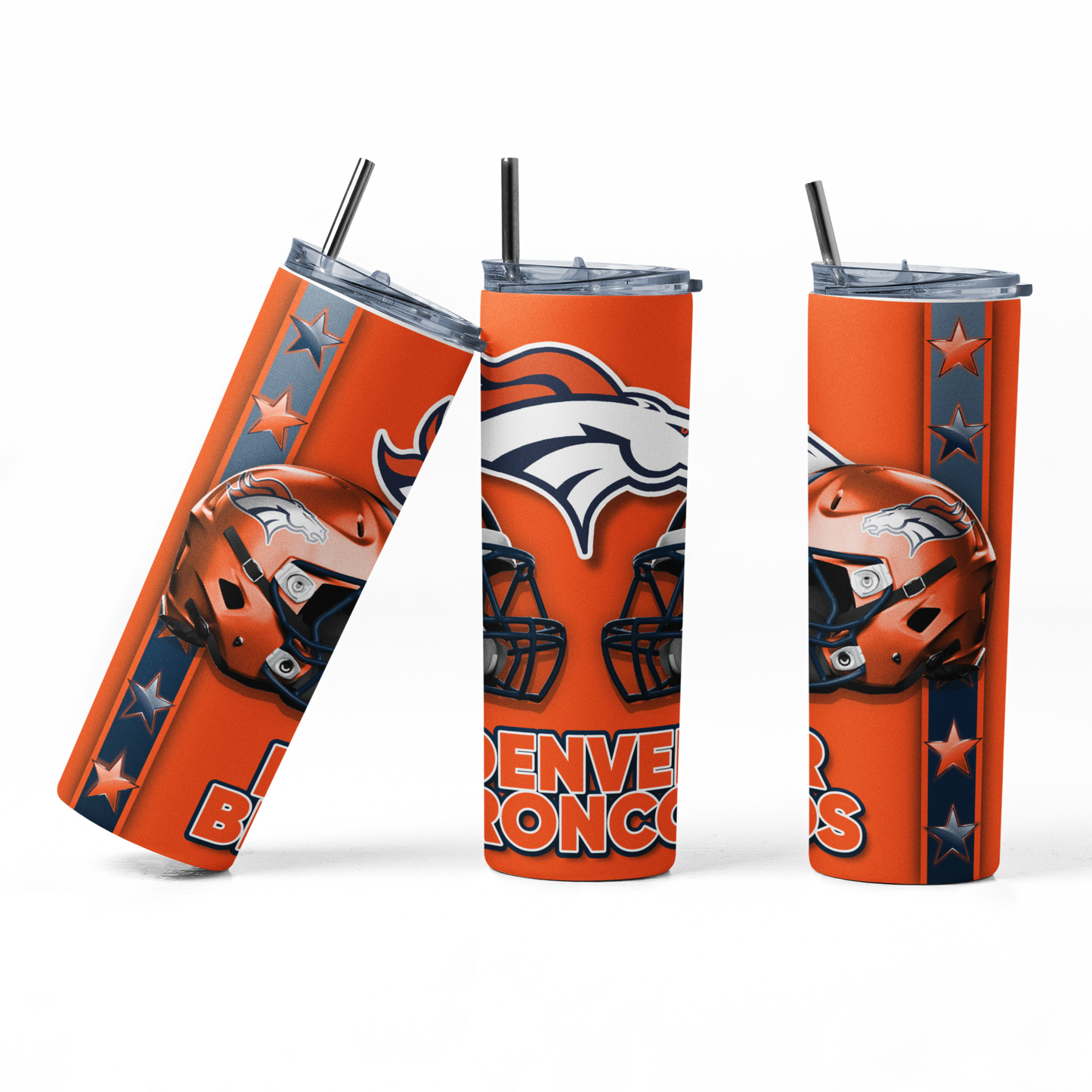 20oz Tumbler ~ Broncos two helmet design