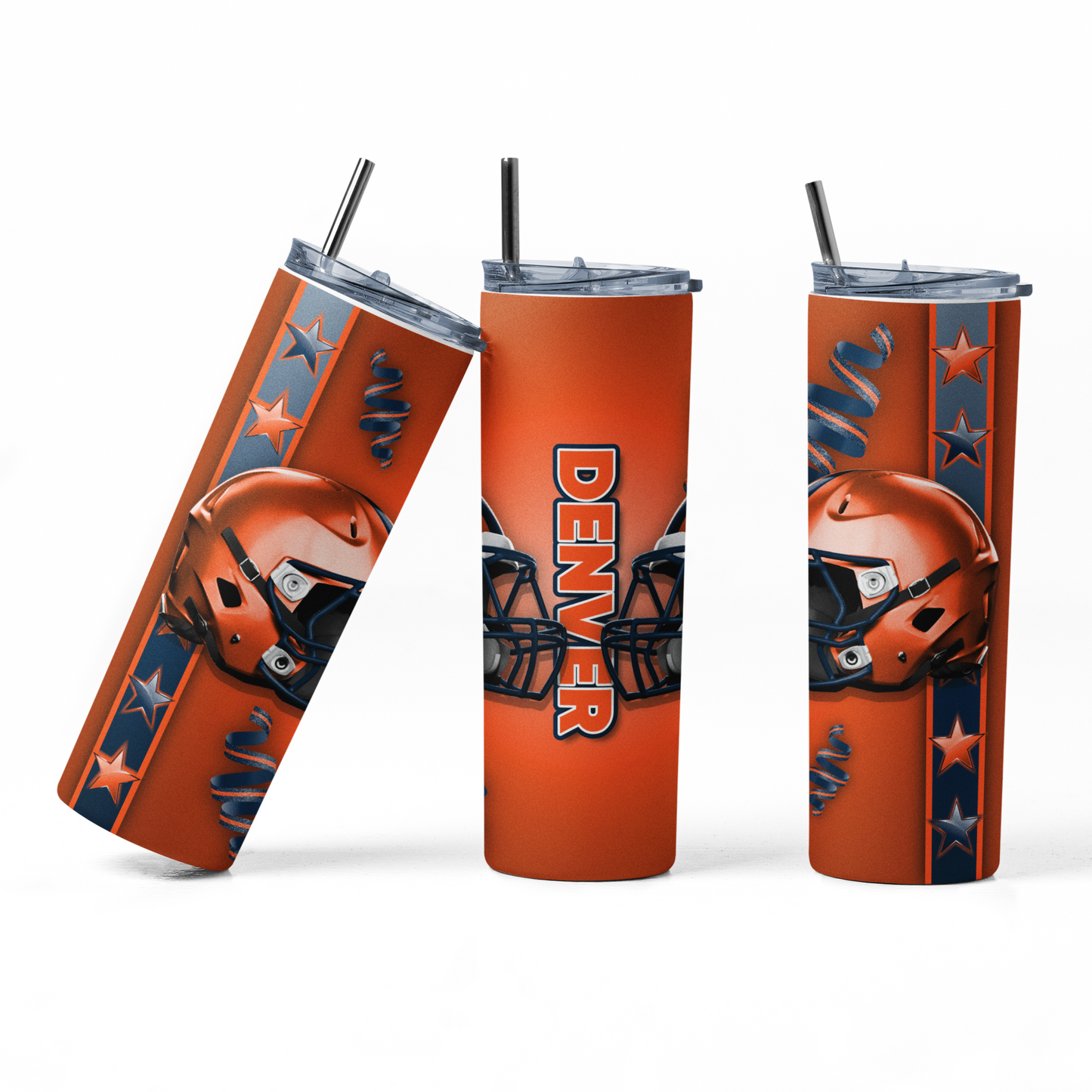 20oz Tumbler ~ Broncos two helmet design #2