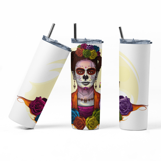 Frida Kahlo Sugar Skull 20 Oz Skinny Tumbler