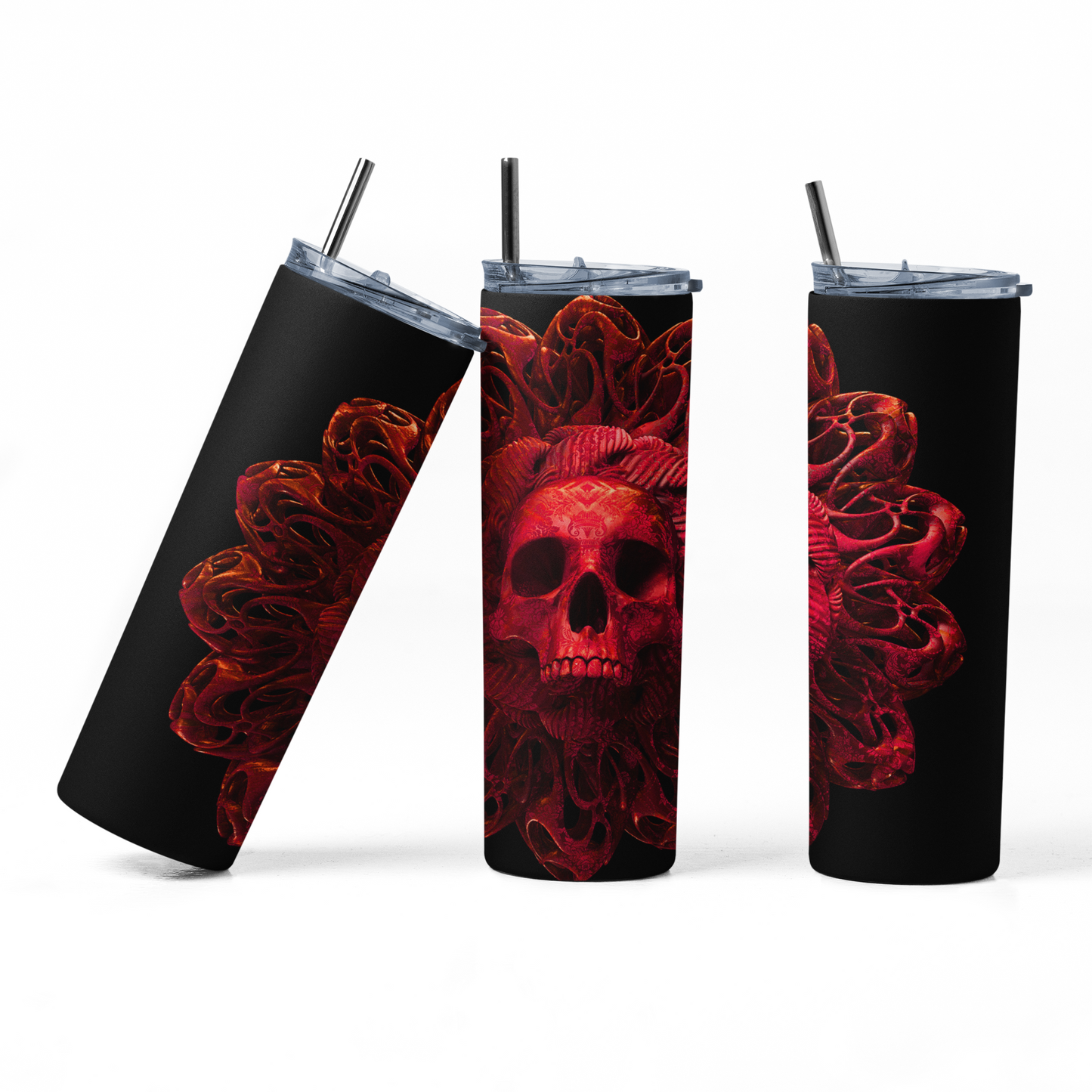 Red Skull Digital Art 20 Oz Skinny Tumbler