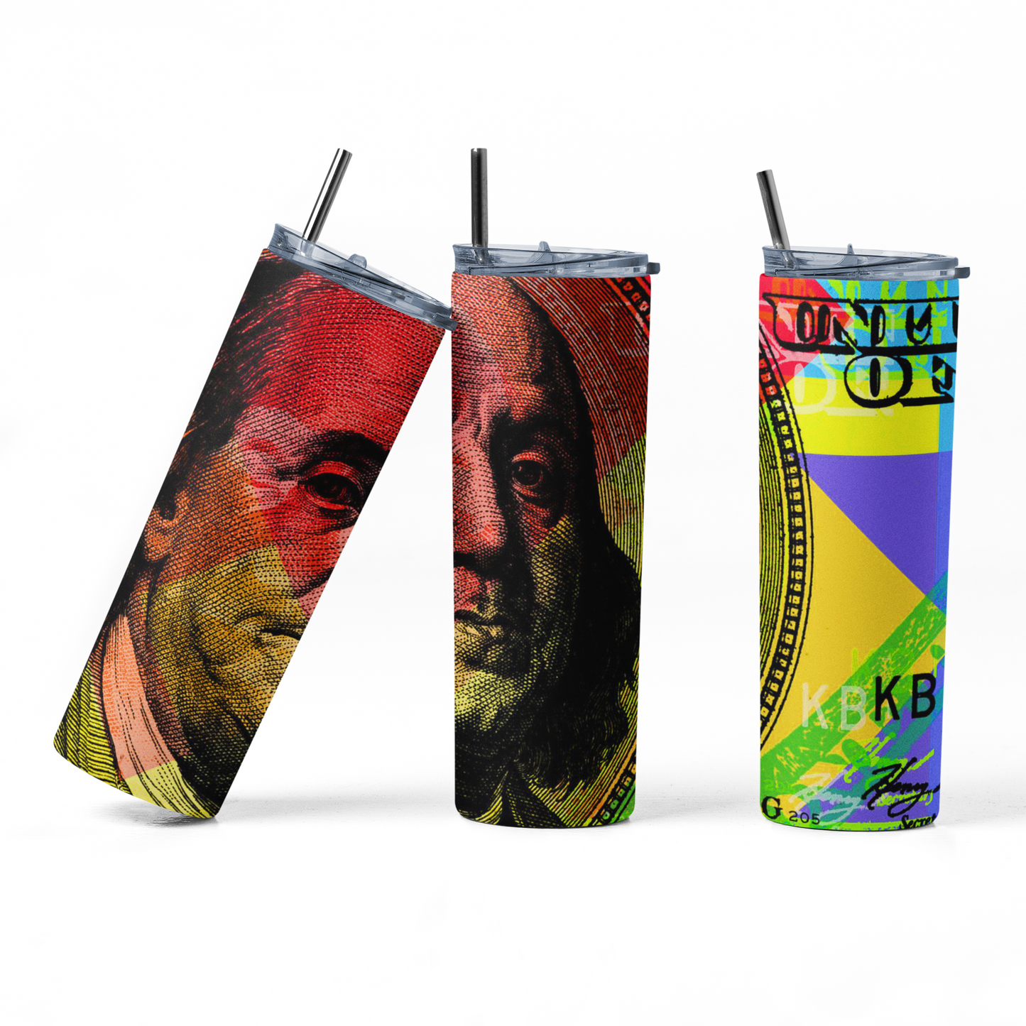 Benjamin Franklin Money Art 20 Oz Skinny Tumbler