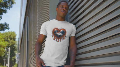 NFL Dripping Heart Design White Crew Neck T-Shirt (AFC WEST)