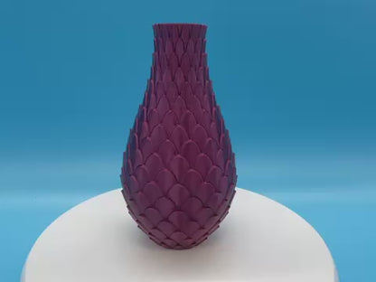 3D Printed Purple Dragon Skin Vase | Fantasy Dragon Scale Home Decor | Ohana Underground