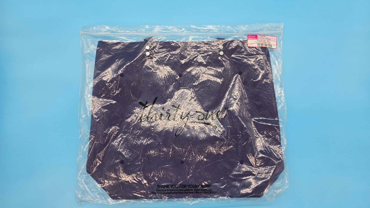 Thirty-One Around Town Tote – Posh Purple Pebble Faux Leather Shoulder Bag